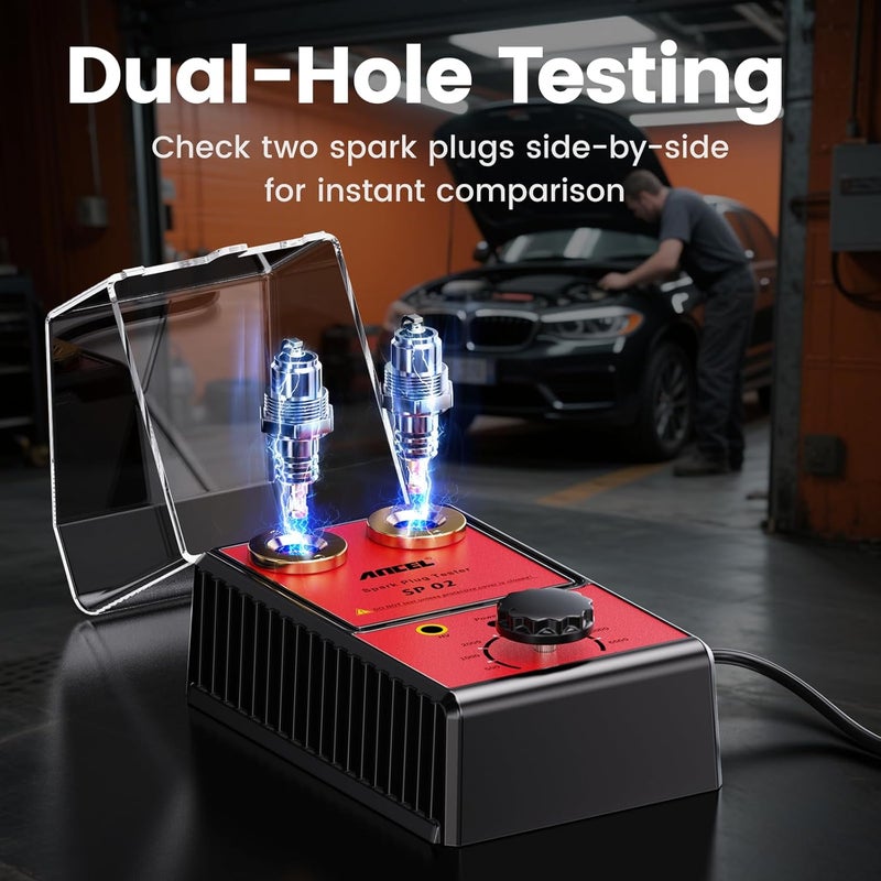 Ancel SP02 Spark Plug Tester Automotive Engine Ignition Coil Tester Dual Holes 0 to 6000RPM Adjustable Working Frequency Car Spark Plug Gap Tool - Image 3